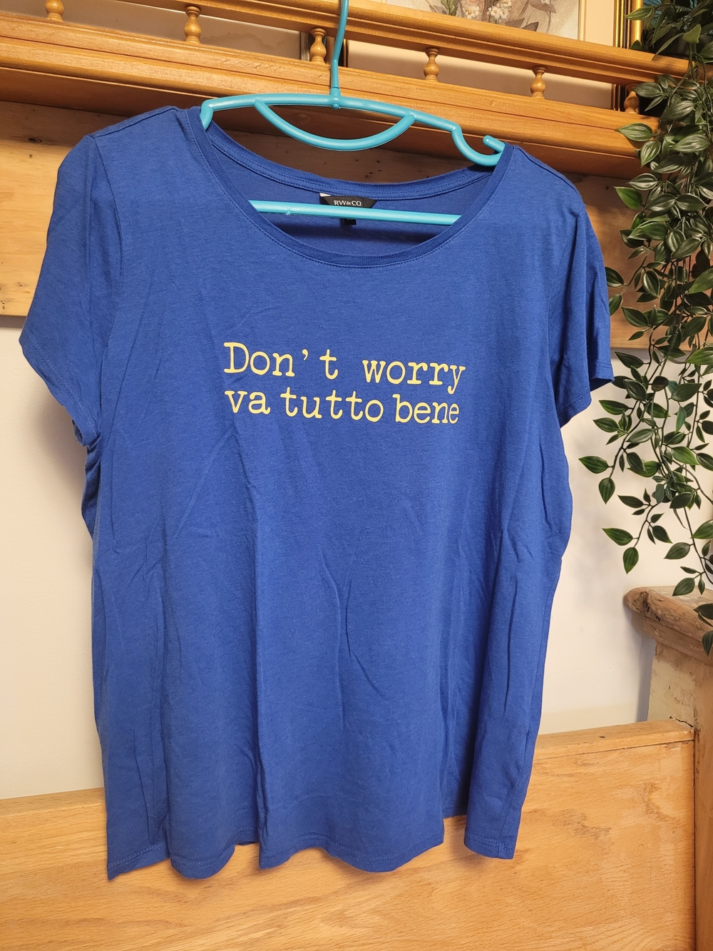 RW&CO. Blue Short-Sleeve Graphic Tee with Yellow Text